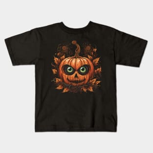 Halloween Pumpkin, Spooky Pumpkin Face Kids T-Shirt